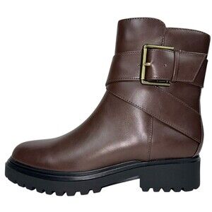 Unisa Unjezzo Womens Size 7 Ankle Boots Brown Moto Bootie Zipper Buckle New